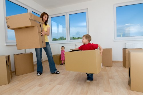 Household items being loaded into a removal truck