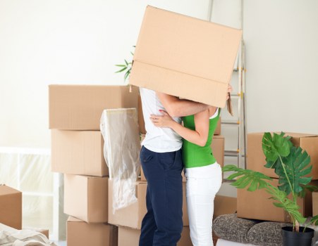 Packed moving van outside a Noak Hill property with access considerations